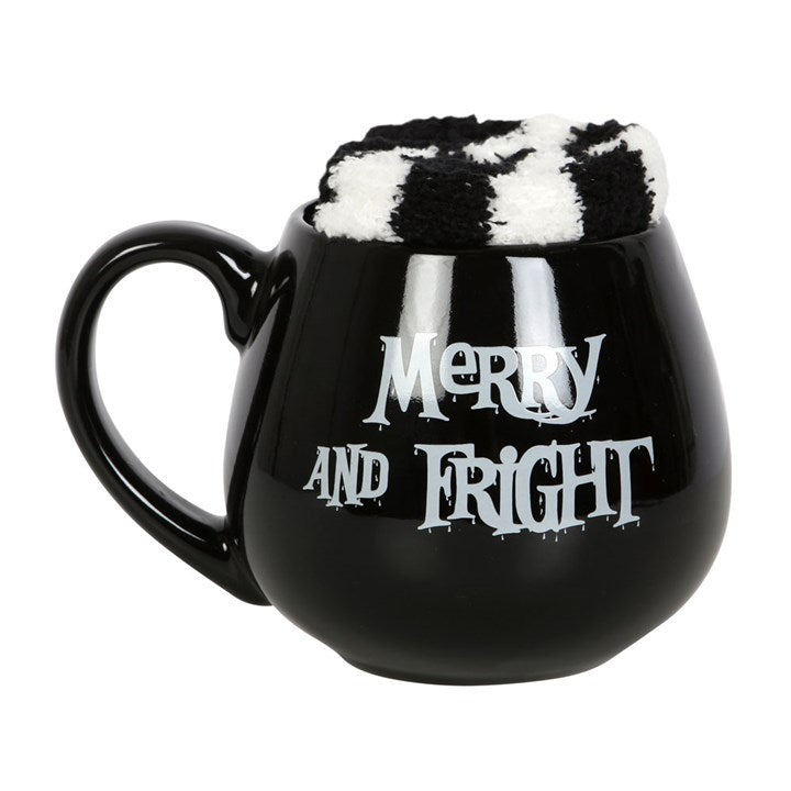 'Merry and Fright' Gothic Christmas Mug and Socks Gift Set
