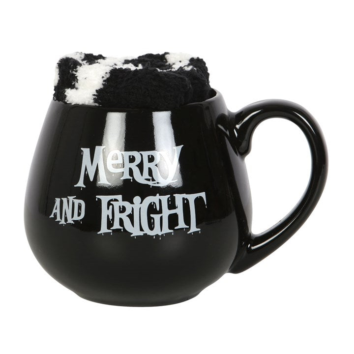 'Merry and Fright' Gothic Christmas Mug and Socks Gift Set