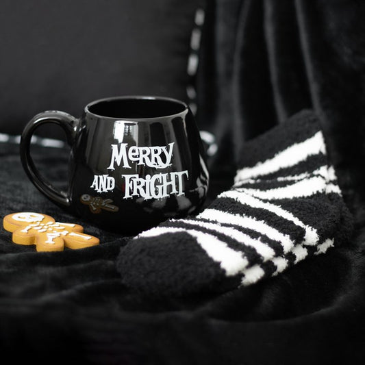 'Merry and Fright' Gothic Christmas Mug and Socks Gift Set