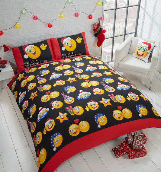 Christmas Icons (Emoji) Duvet Cover Set - Single, Double & King Available