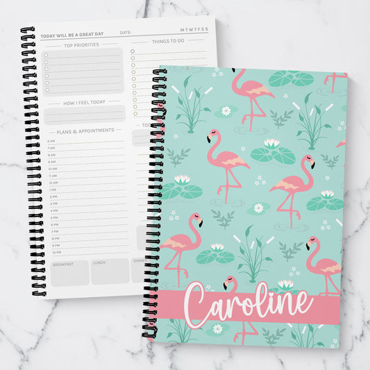 Personalised Fancy Flamingo A5 Daily Planner