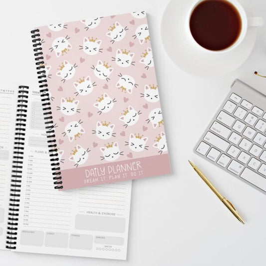 'Dream it. Plan it. Do it.' Royal Kitty Cat A5 Daily Planner