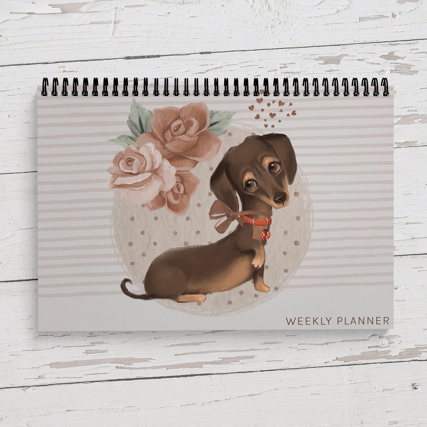 A4 Weekly Desk Planner (Undated) - Painted Dachshund (Dog)