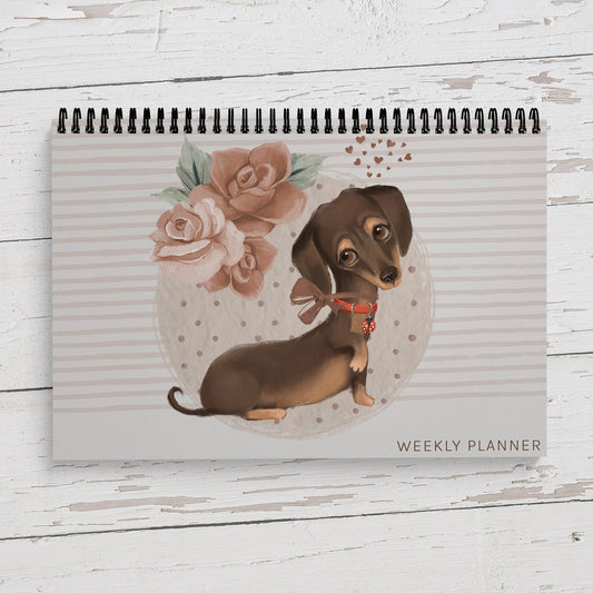 A4 Weekly Desk Planner (Undated) - Painted Dachshund (Dog)