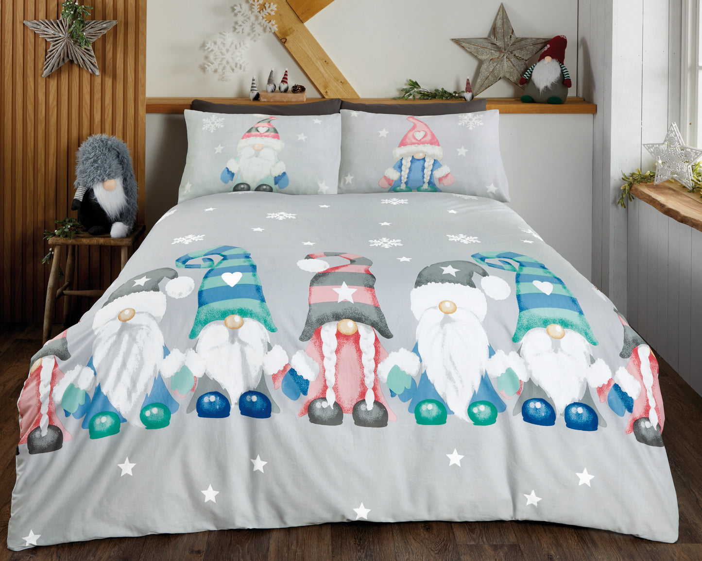 Christmas Gonk Family Duvet Cover Set - Single, Double & King Available