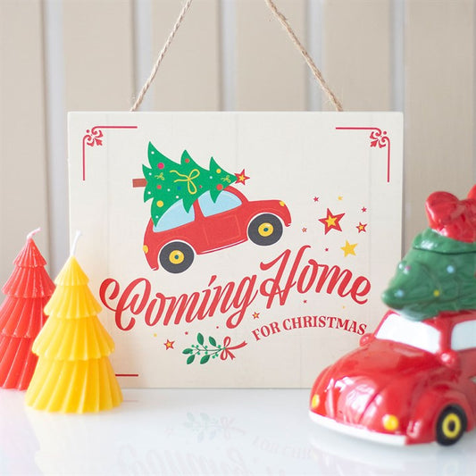 'Coming Home for Christmas' Wooden Hanging Sign