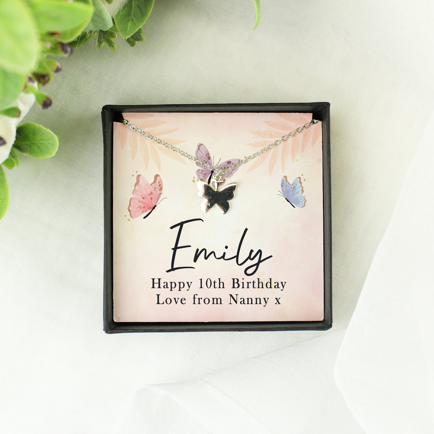 Personalised Sentiment Card & Butterfly Necklace - Any Occasion