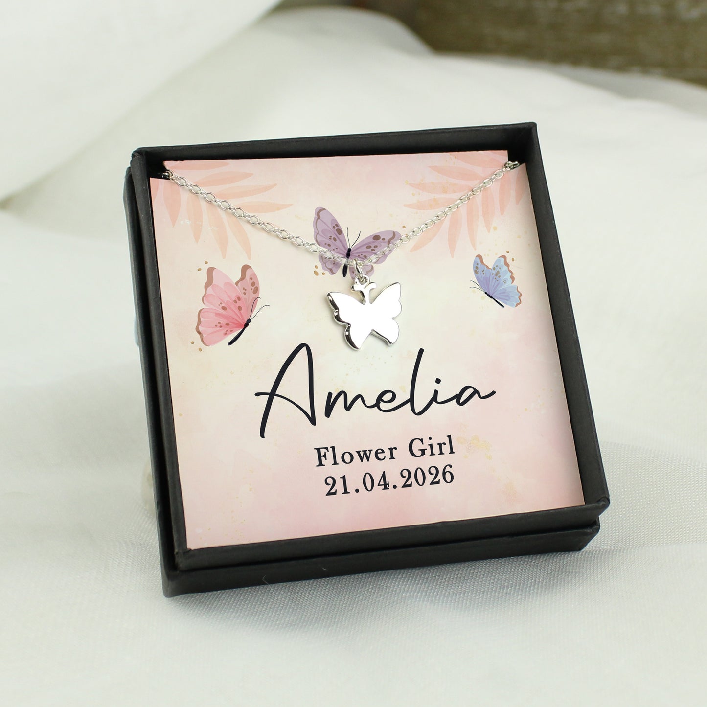 Personalised Sentiment Card & Butterfly Necklace - Any Occasion