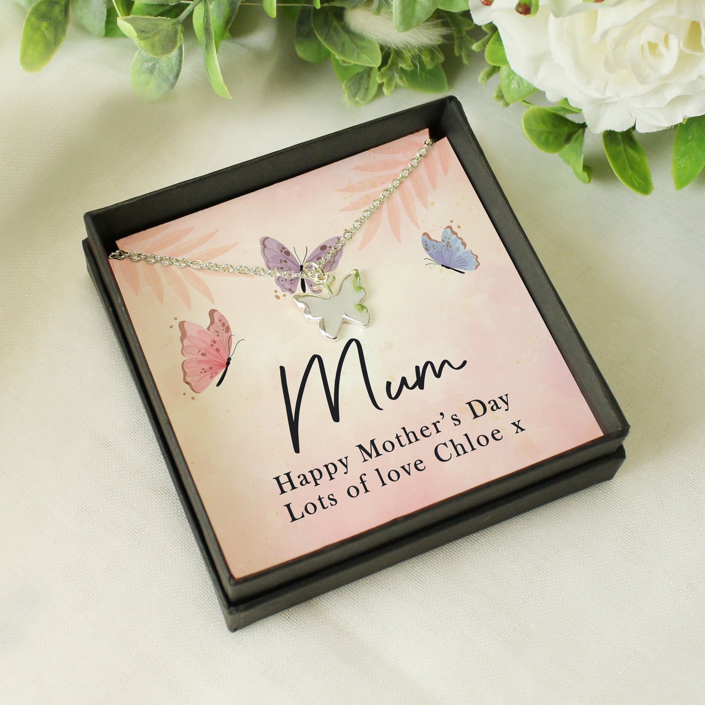 Personalised Sentiment Card & Butterfly Necklace - Any Occasion