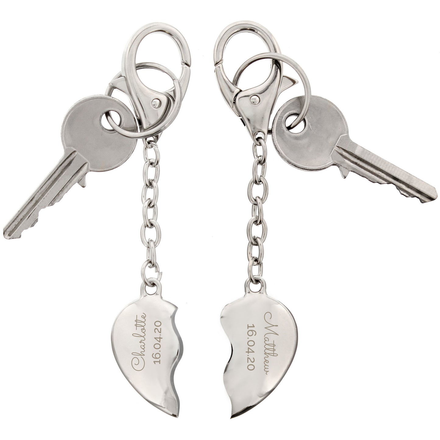 Personalised 'Any Message' Two Hearts Keyring