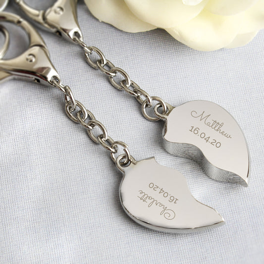Personalised 'Any Message' Two Hearts Keyring