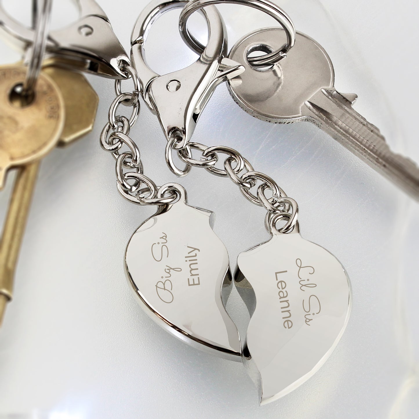 Personalised 'Any Message' Two Hearts Keyring