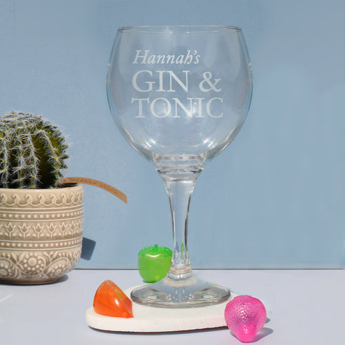 Personalised Gin & Tonic Balloon Glass - New Shape