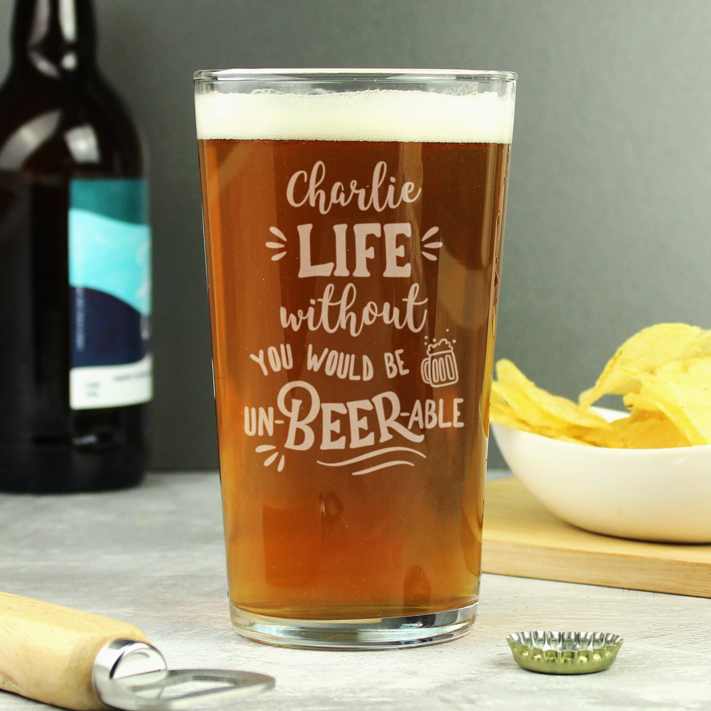 Personalised 'Un-beer-able' Pint Glass