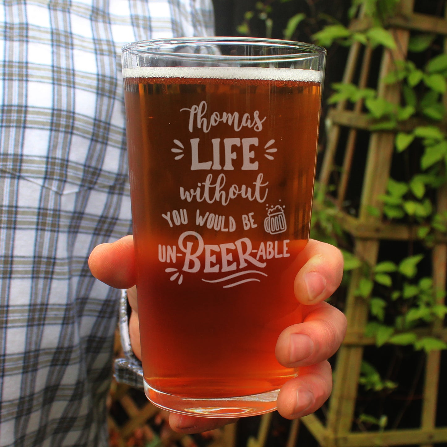 Personalised 'Un-beer-able' Pint Glass