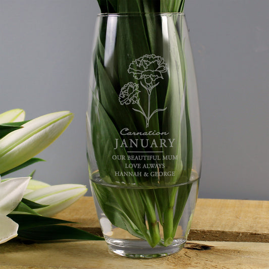 Personalised Birth Flower Glass Vase