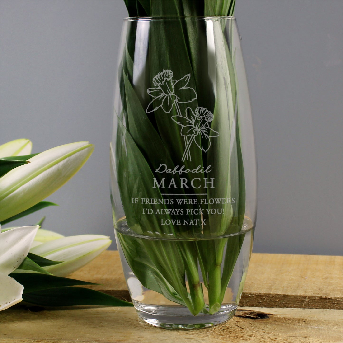 Personalised Birth Flower Glass Vase