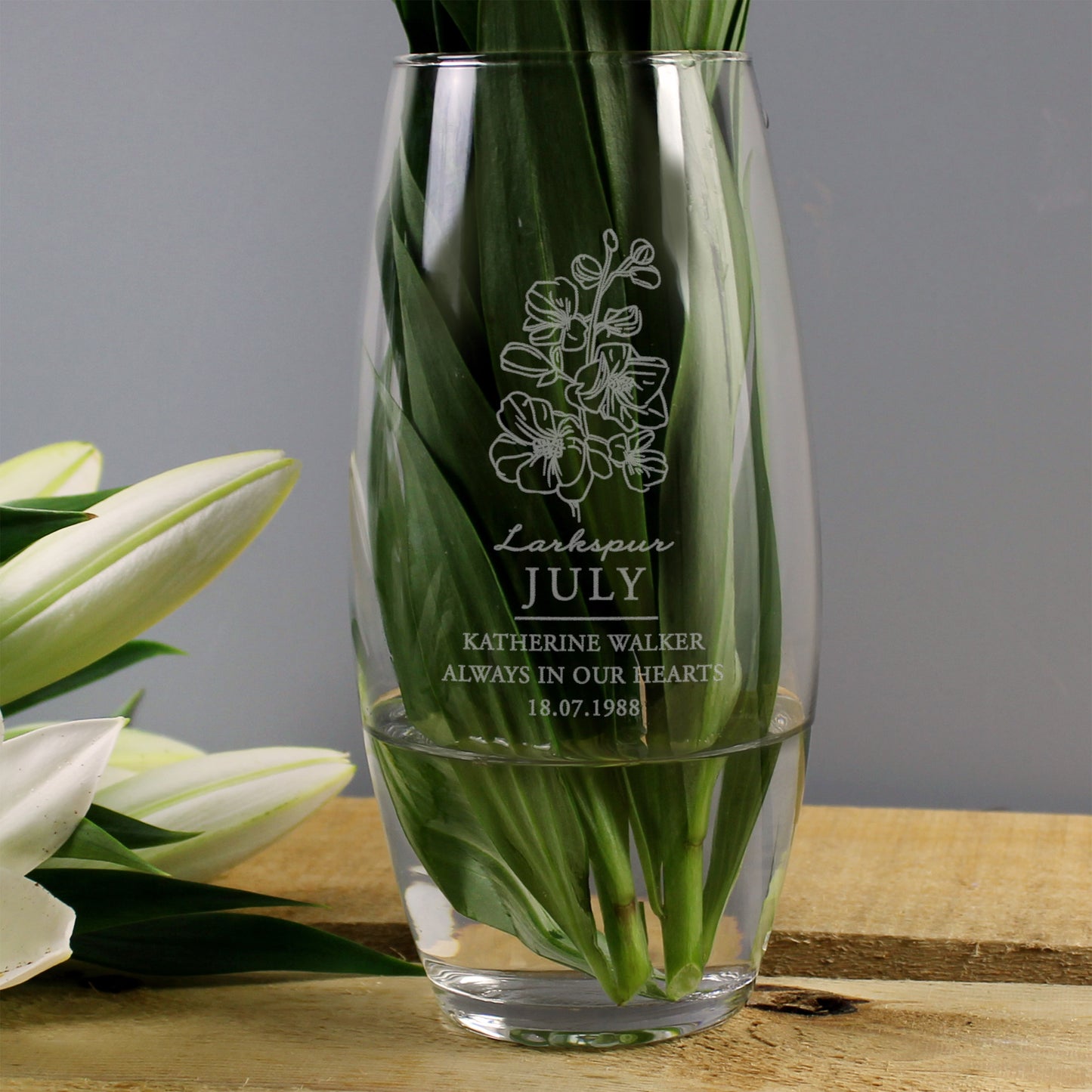 Personalised Birth Flower Glass Vase