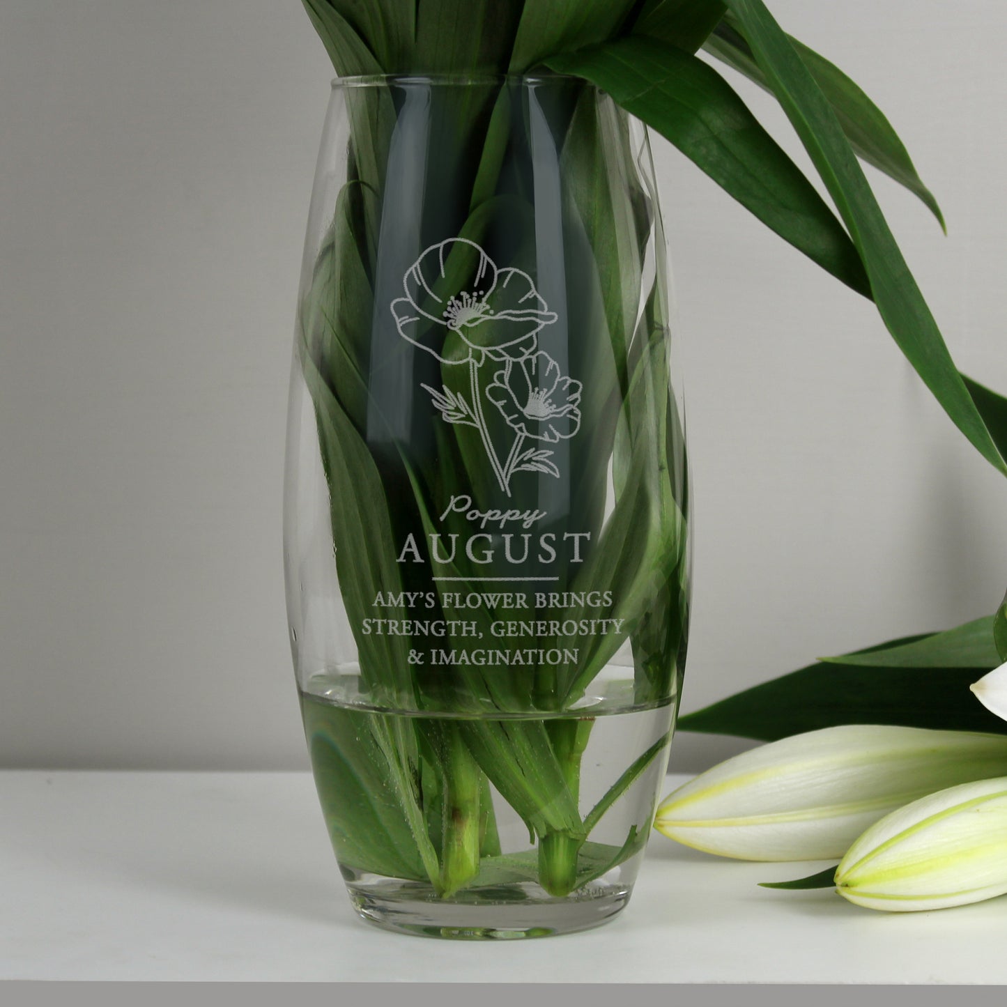 Personalised Birth Flower Glass Vase