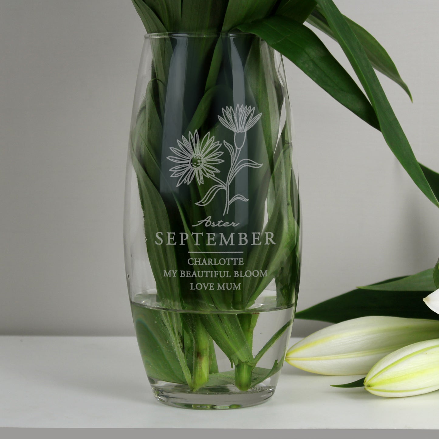 Personalised Birth Flower Glass Vase