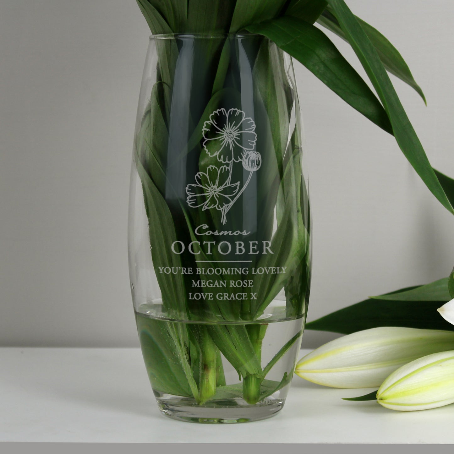 Personalised Birth Flower Glass Vase