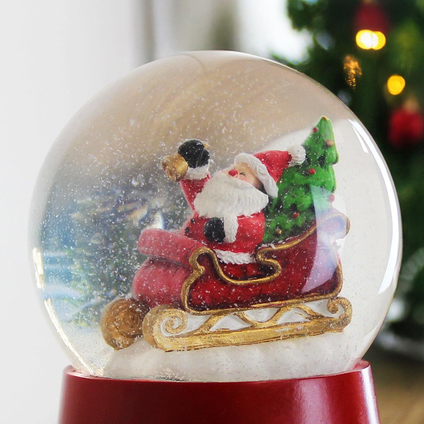 Personalised Message Musical Santa Christmas Snow Globe