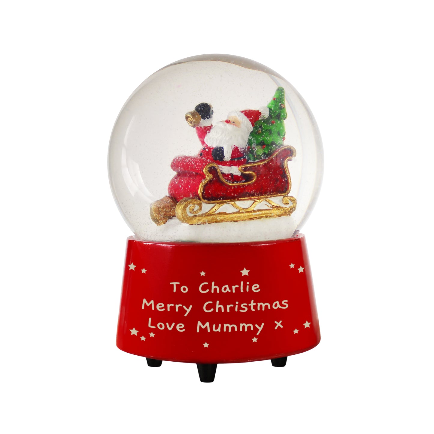 Personalised Message Musical Santa Christmas Snow Globe