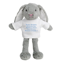 Personalised Message Soft Toy Bunny Rabbit (Pink or Blue Embroidery) - New Design
