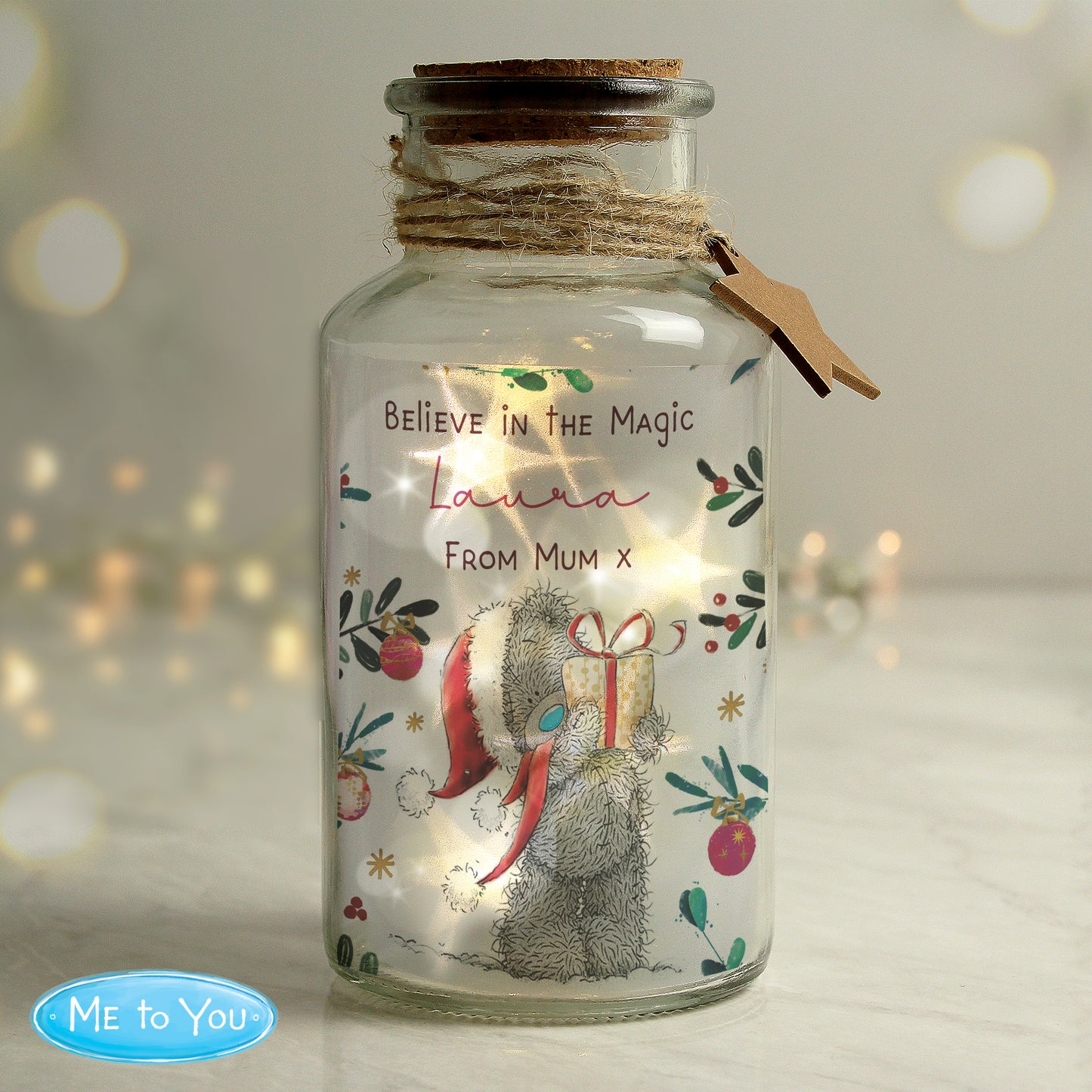 Personalised Me to You Cosy Winter LED Glass Jar