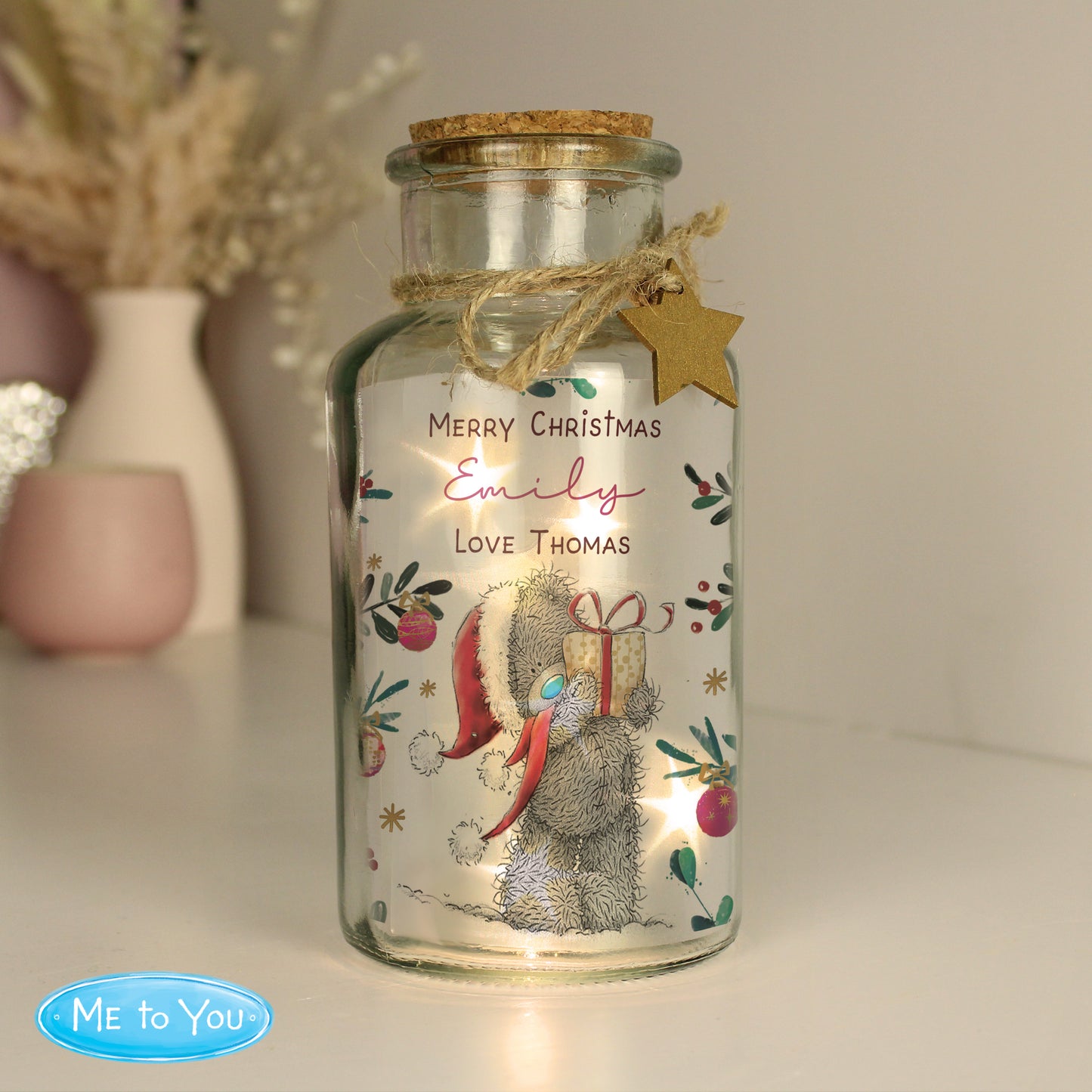 Personalised Me to You Cosy Winter LED Glass Jar