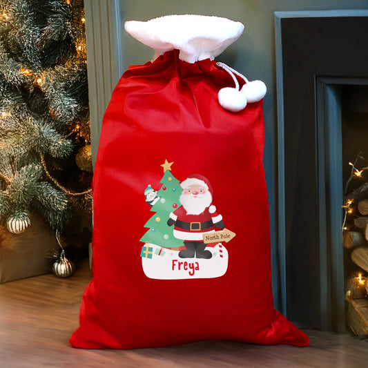 Updated Design: Personalised Santa Luxury Pom Pom Red Christmas Sack