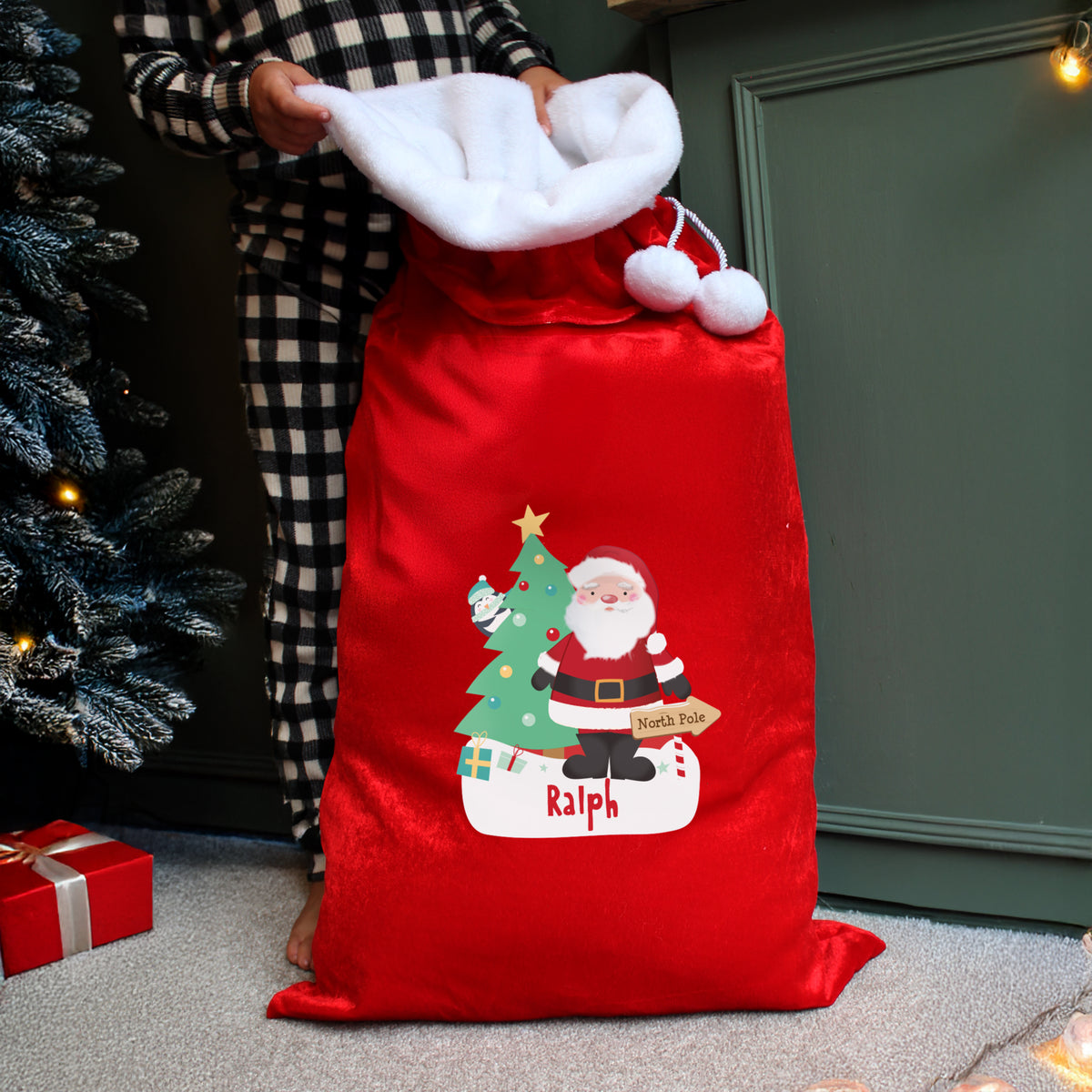 Updated Design: Personalised Santa Luxury Pom Pom Red Christmas Sack