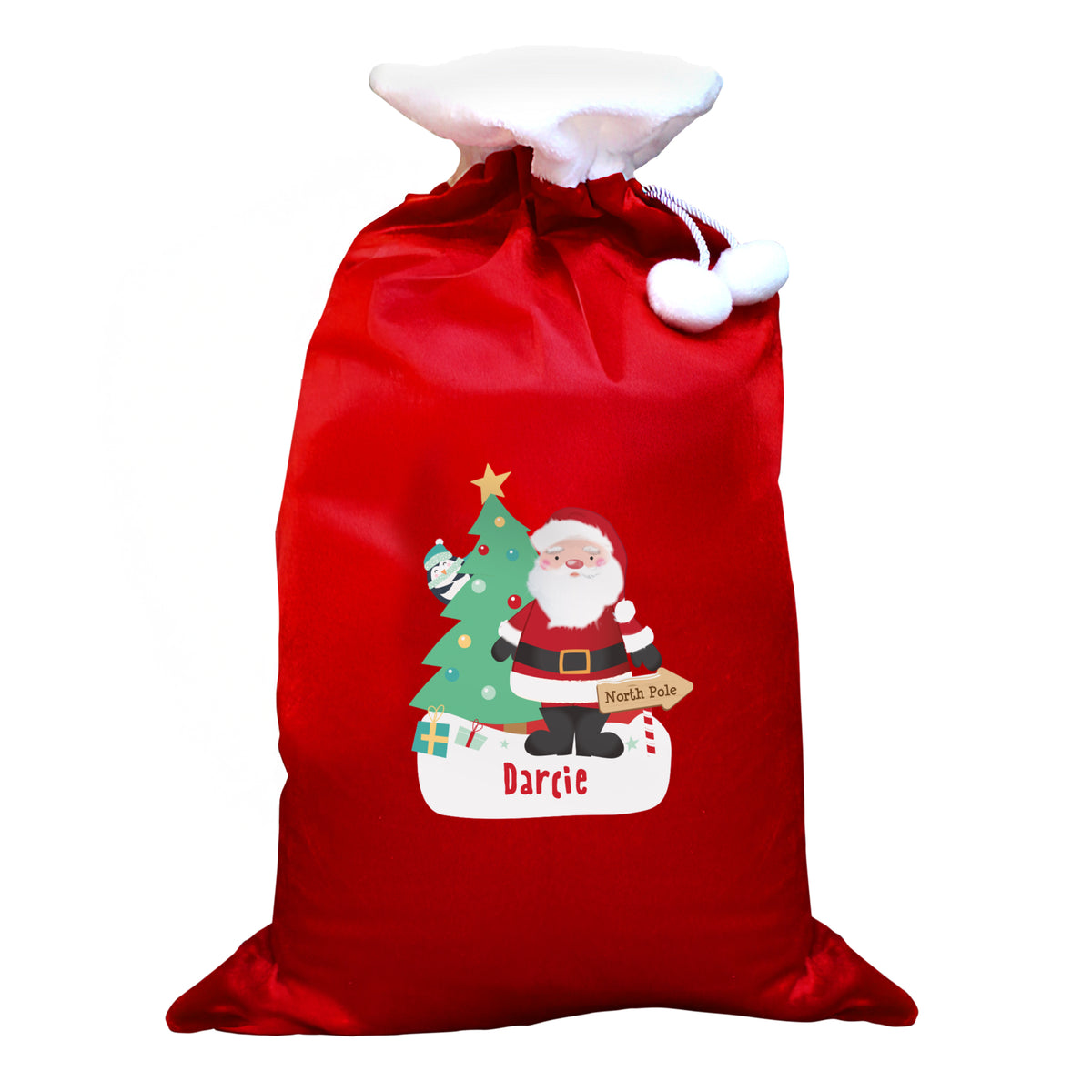 Updated Design: Personalised Santa Luxury Pom Pom Red Christmas Sack