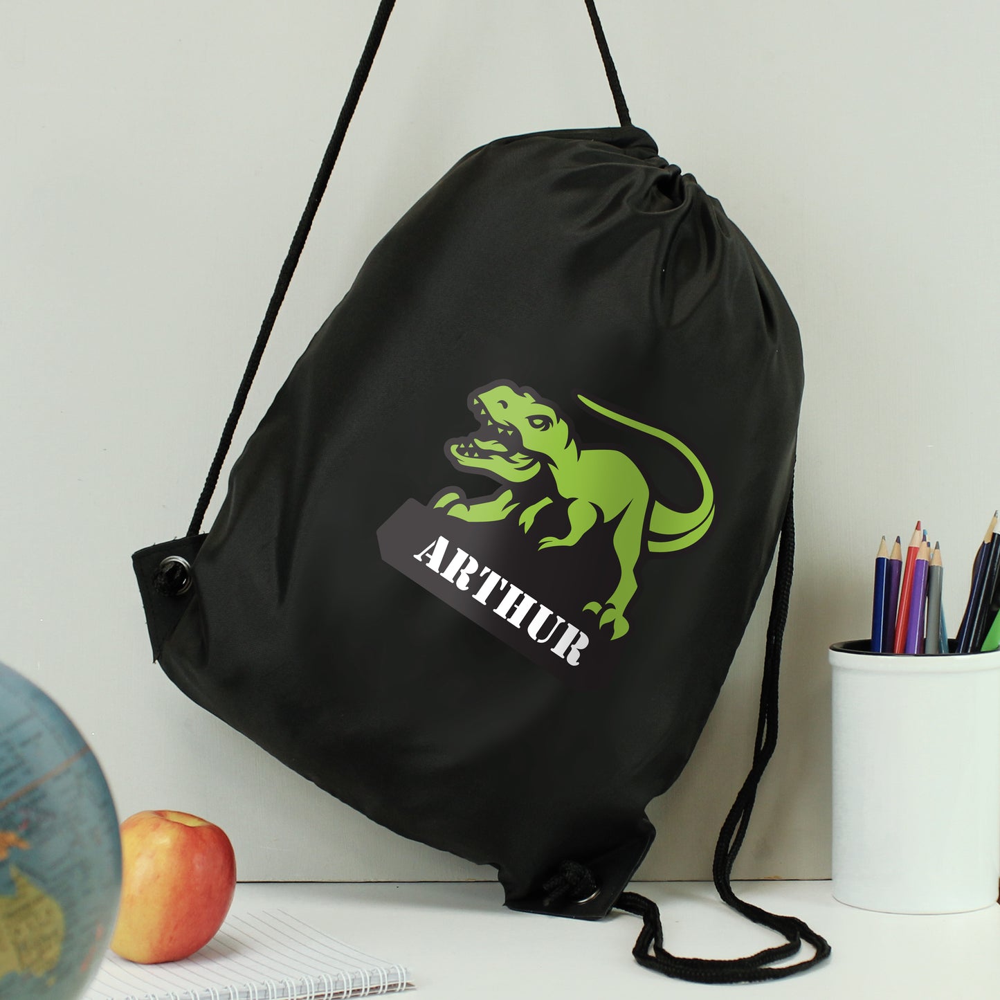 Personalised Dinosaur Swimming, Gym or Kit Bag - Black