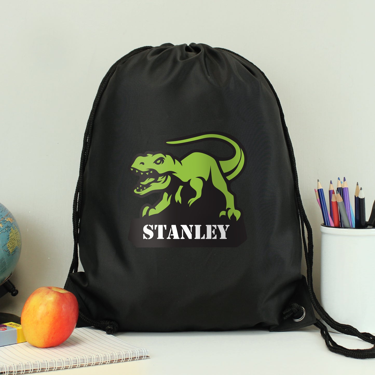 Personalised Dinosaur Swimming, Gym or Kit Bag - Black
