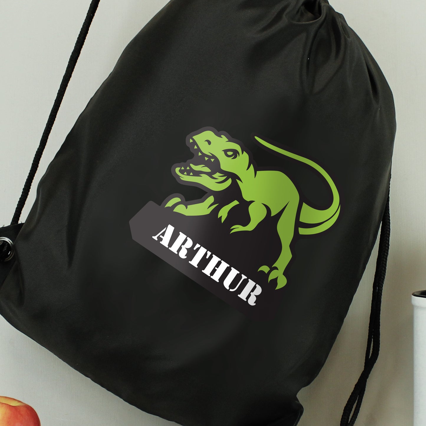 Personalised Dinosaur Swimming, Gym or Kit Bag - Black