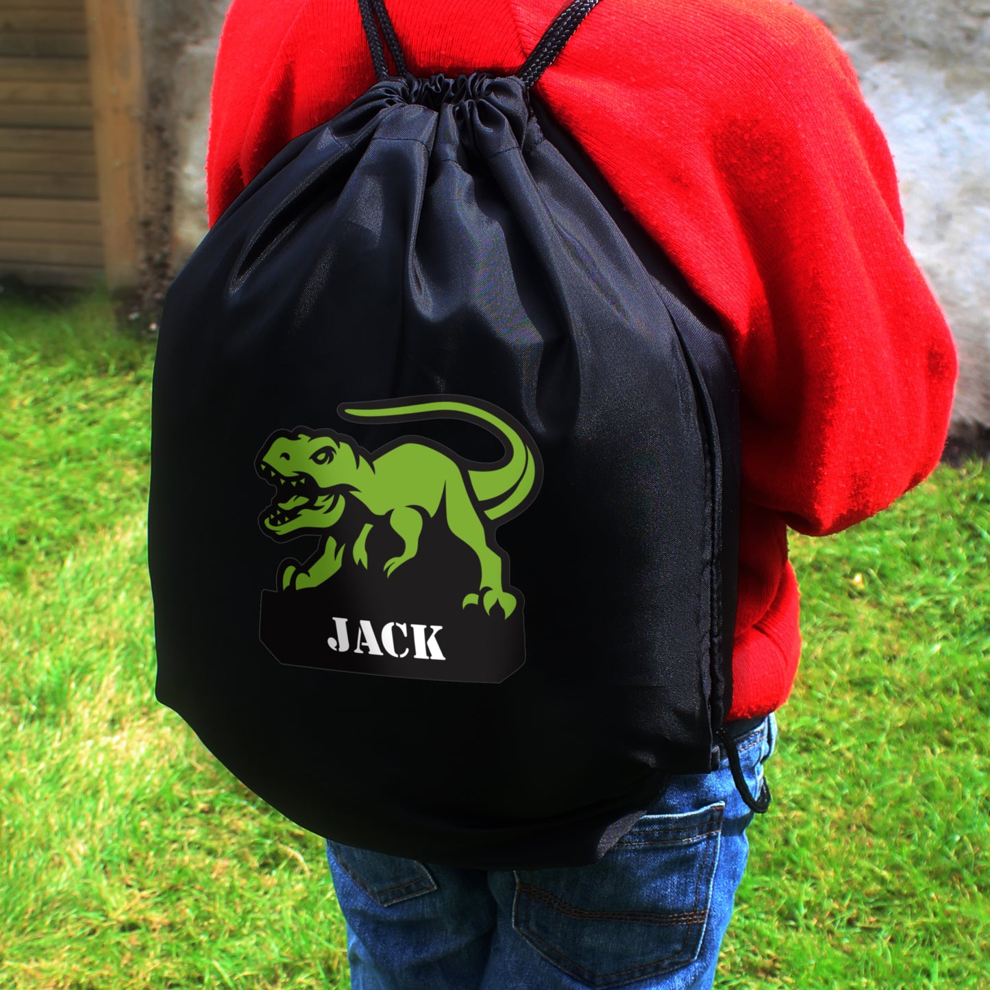Personalised Dinosaur Swimming, Gym or Kit Bag - Black