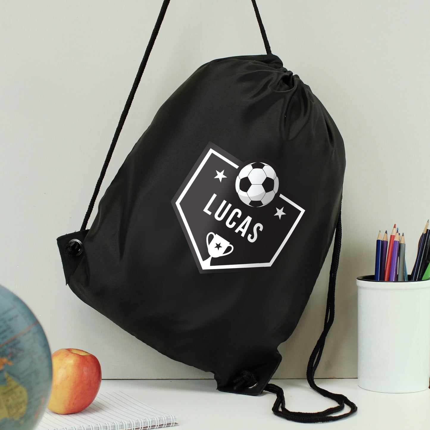 Personalised Football Swimming, Gym or Kit Bag - Black