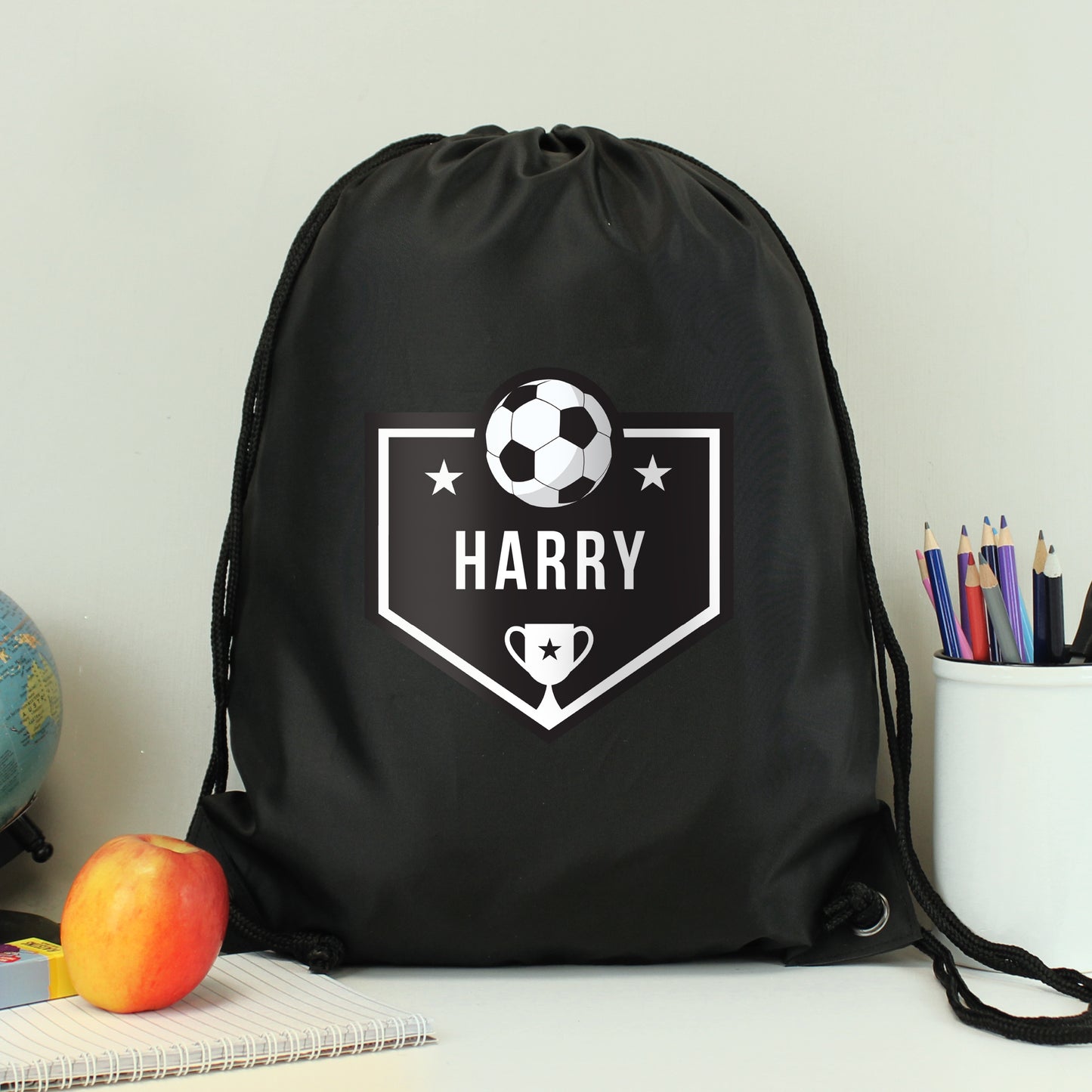 Personalised Football Swimming, Gym or Kit Bag - Black