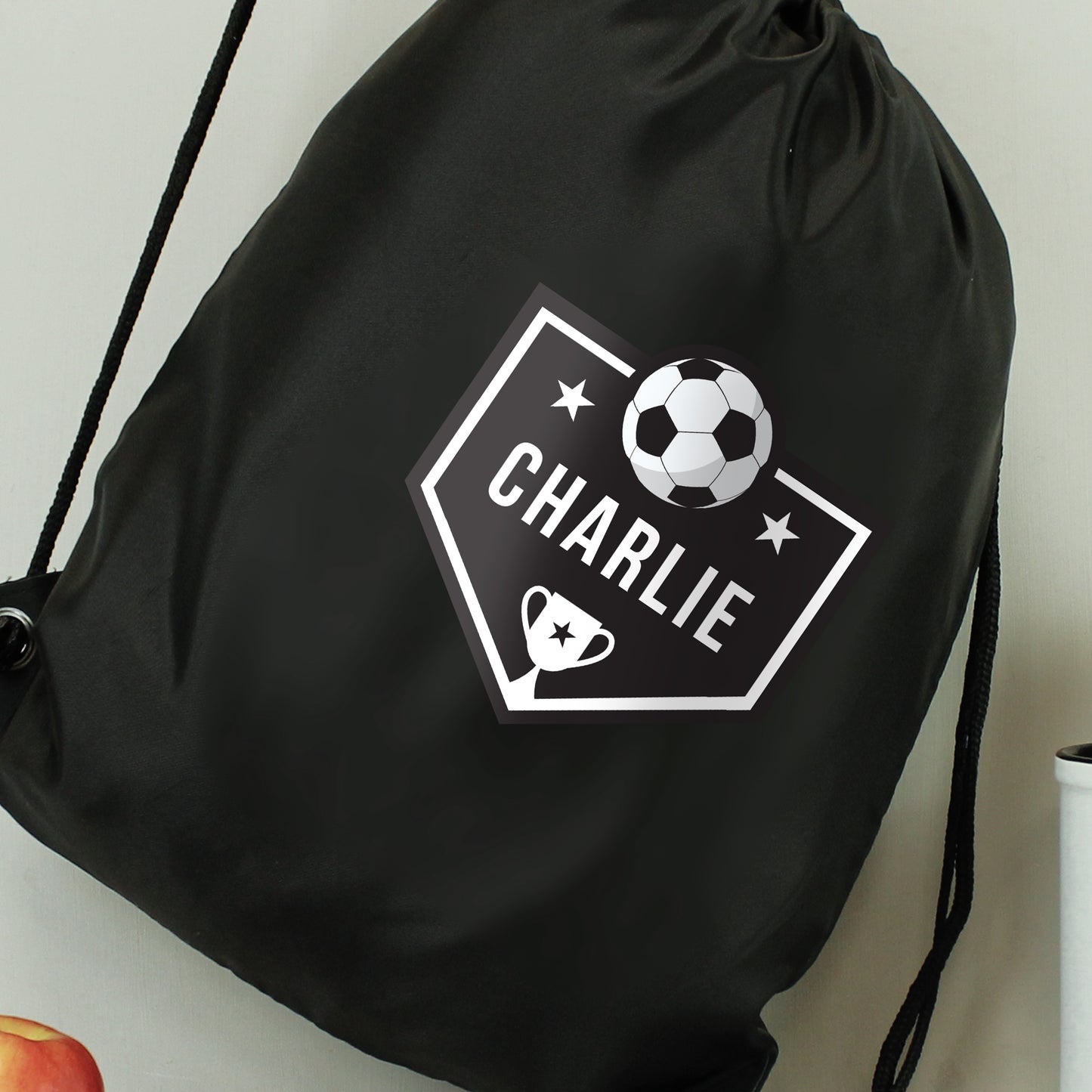 Personalised Football Swimming, Gym or Kit Bag - Black