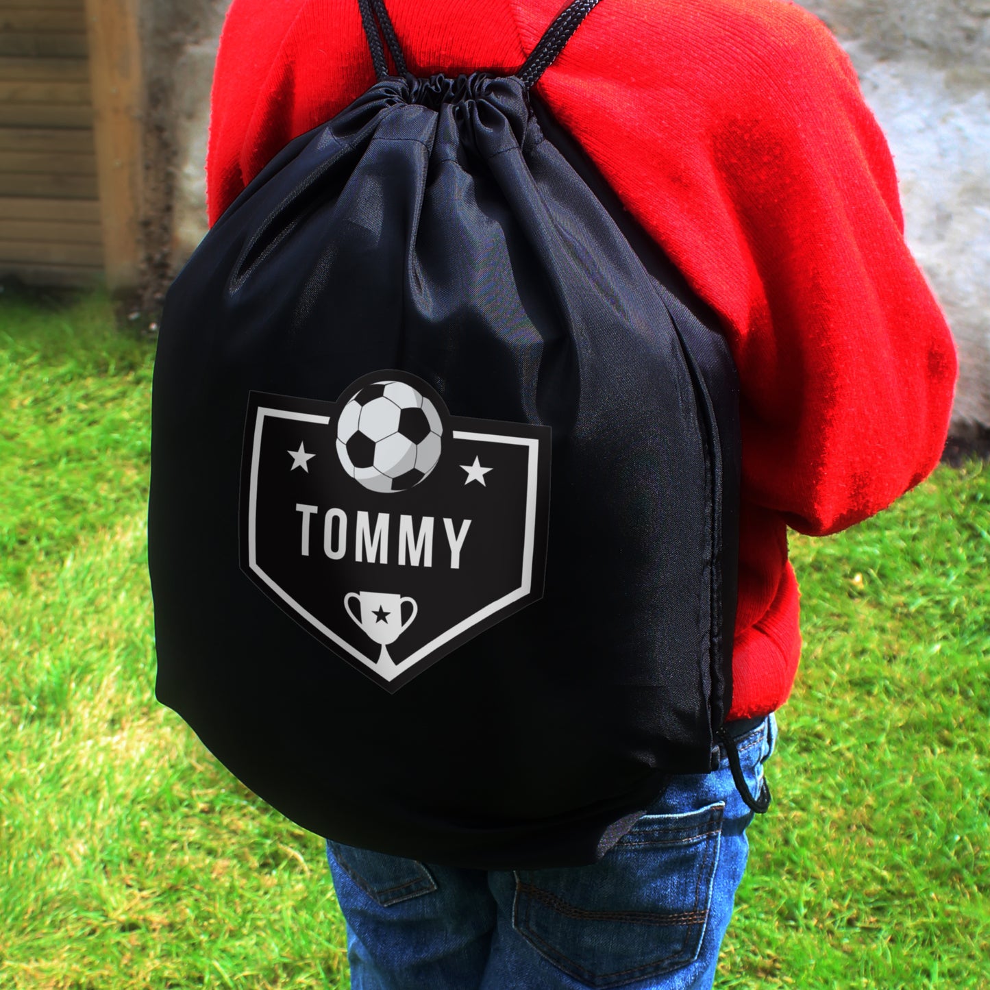 Personalised Football Swimming, Gym or Kit Bag - Black