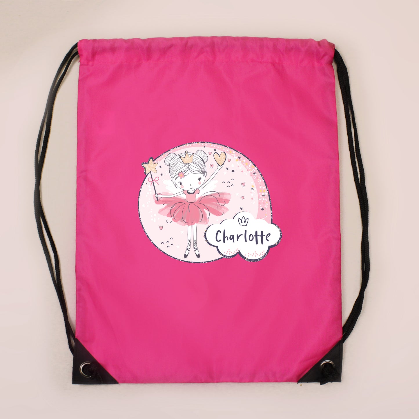 Personalised Fairy Swimming, Gym or Kit Bag - Pink