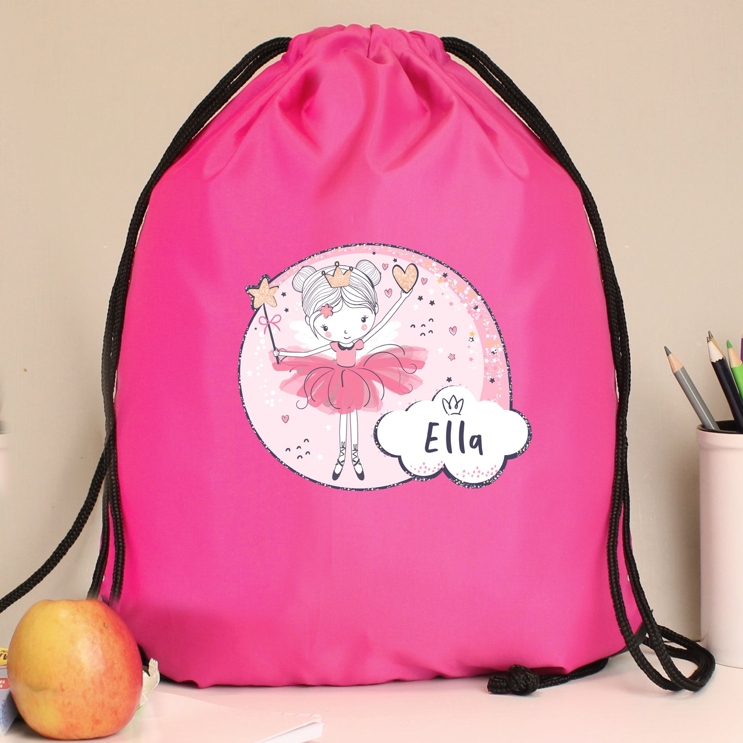 Personalised Fairy Swimming, Gym or Kit Bag - Pink