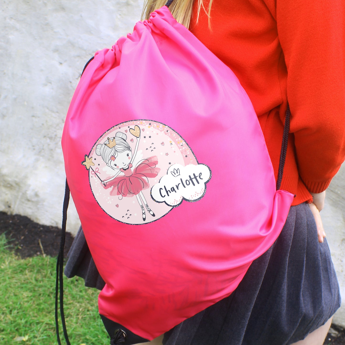 Personalised Fairy Swimming, Gym or Kit Bag - Pink