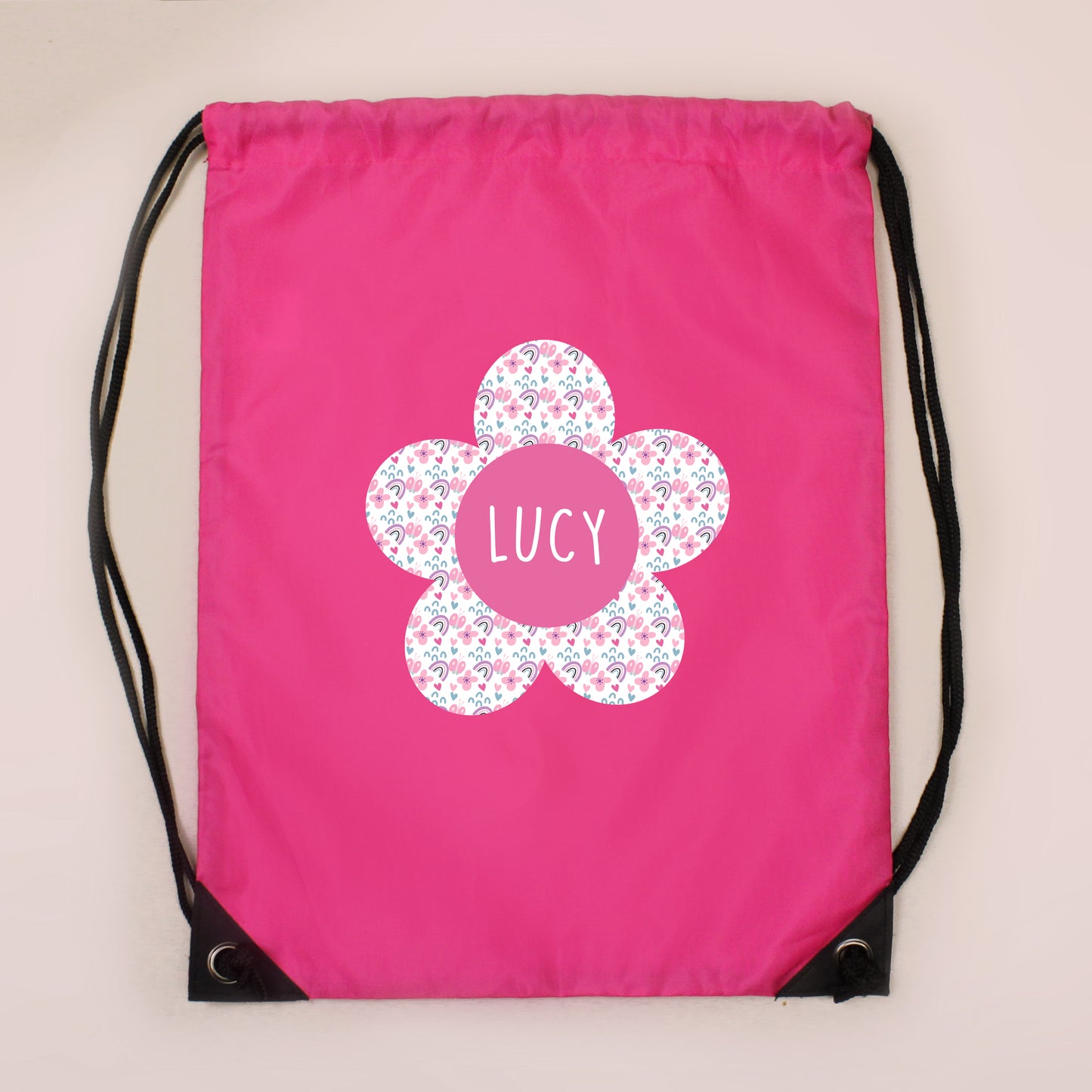 Personalised Flower Swimming, Gym or Kit Bag - Pink