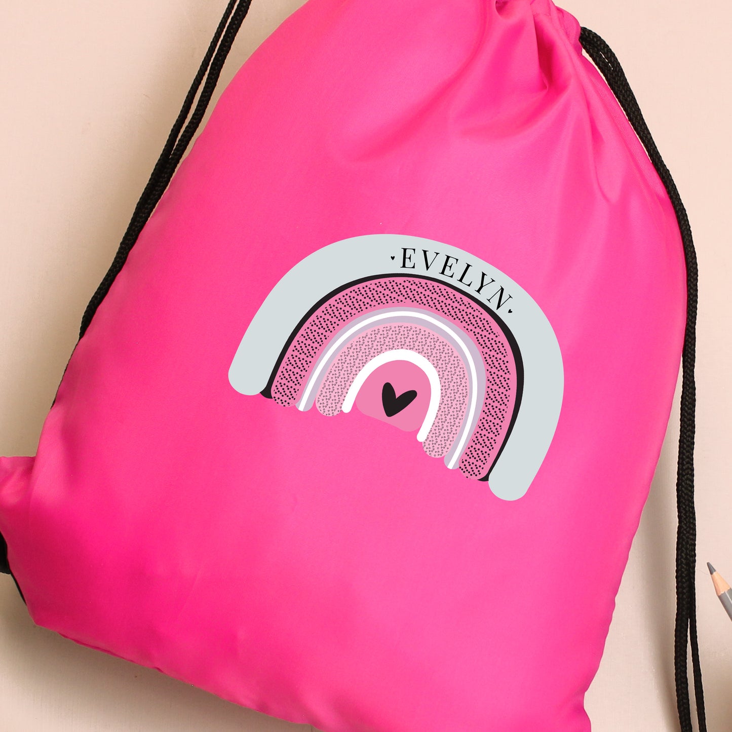 Personalised Rainbow Swimming, Gym or Kit Bag - Pink