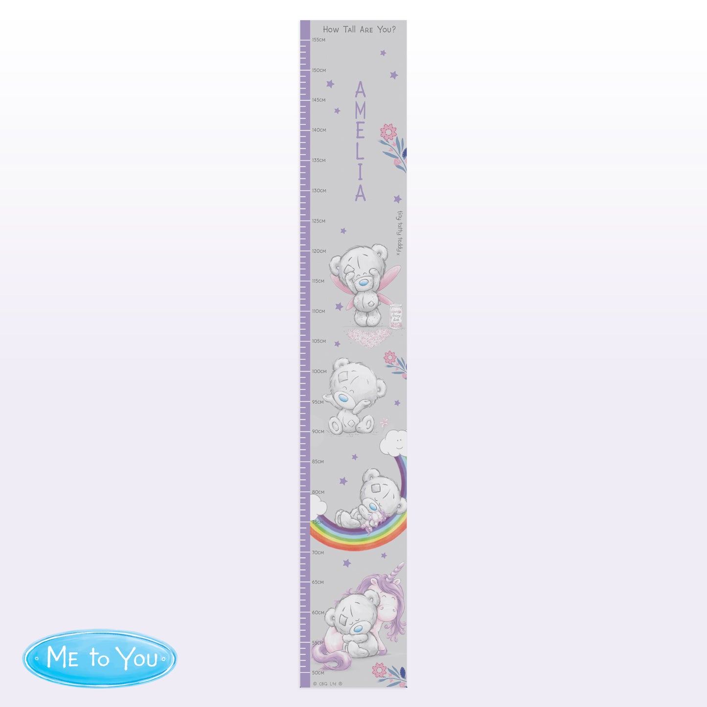 Personalised Tiny Tatty Teddy (Me to You) Unicorn Height Chart