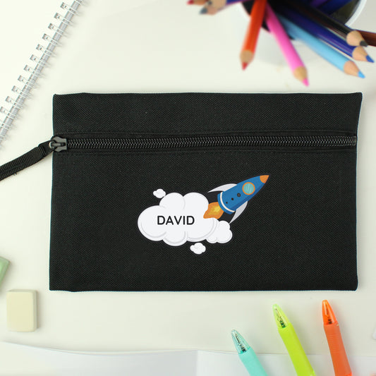 Personalised Black Rocket Pencil Case - Design Update 2024