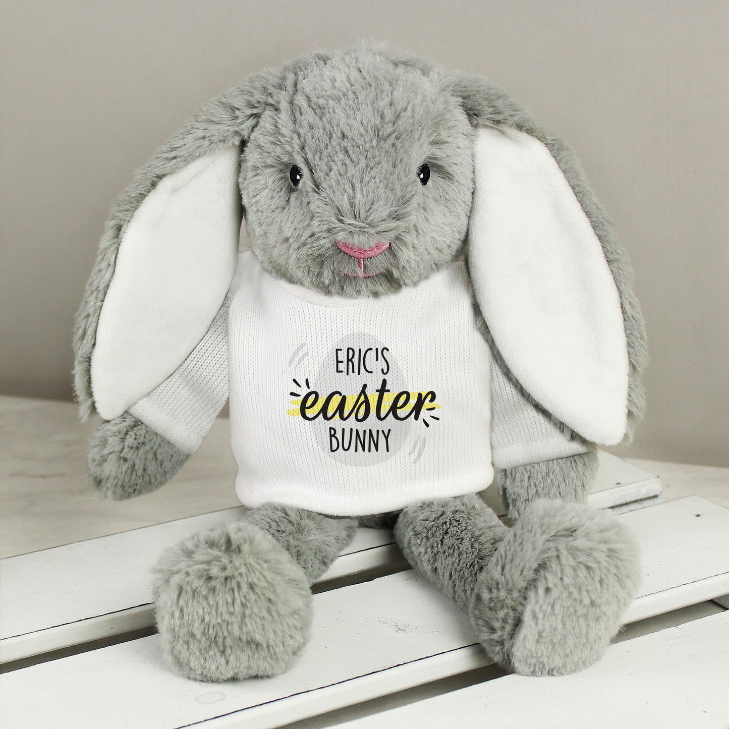 Personalised Easter Bunny Rabbit Soft Toy with Easter Egg T-Shirt - New Design