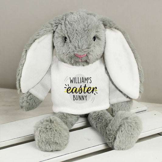 Personalised Easter Bunny Rabbit Soft Toy with Easter Egg T-Shirt - New Design